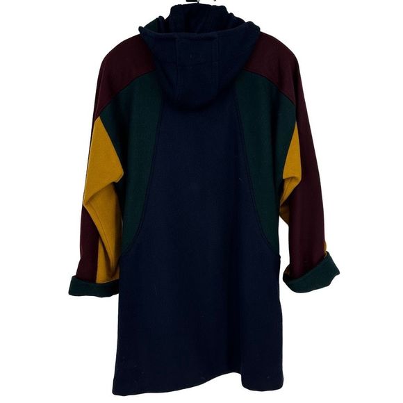 Vintage Braetan Multi Colour Duffel Coat Wool Hoodie Jacket S Preppy Academia - Picture 3 of 13